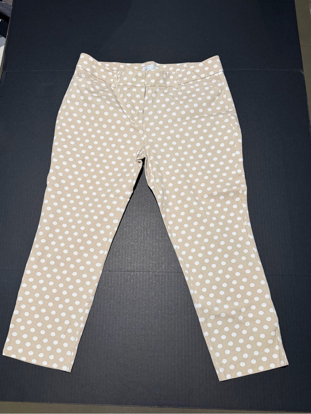 New York & Company Beige Polka Dot Cropped Pants